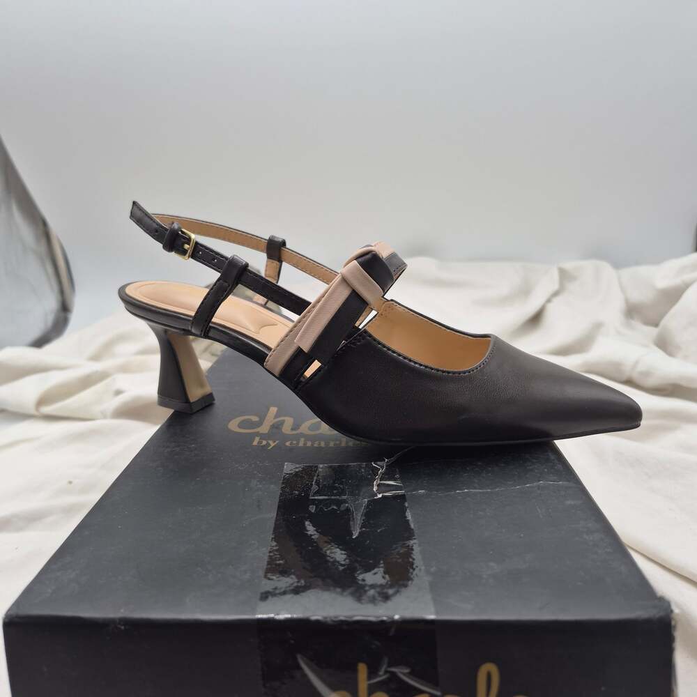 NEW Charles Arax Slingback Pump Pointed toe kitten heel black women's size 6